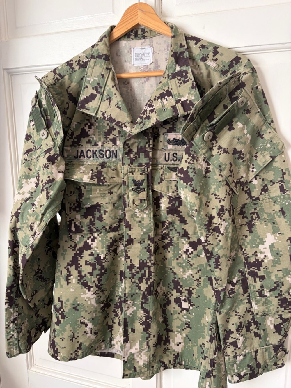 U.S. Military Digital Woodland Camouflage Jacket with Name Tape